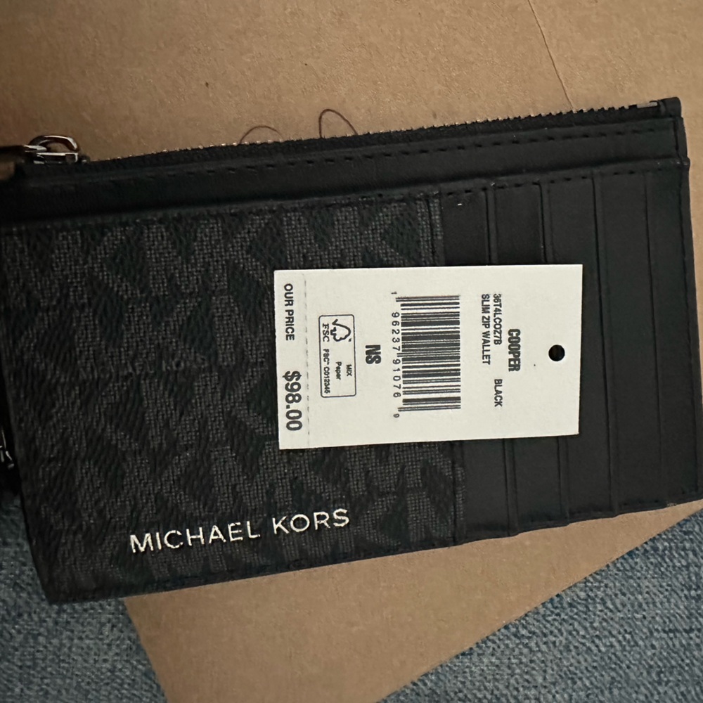 NWT Michael Kors Black Logo Card Holder